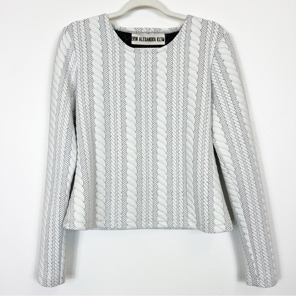 Erin Alexandra Klym Tops - Erin Alexandra Klym Quilted Long Sleeve Top White & Black